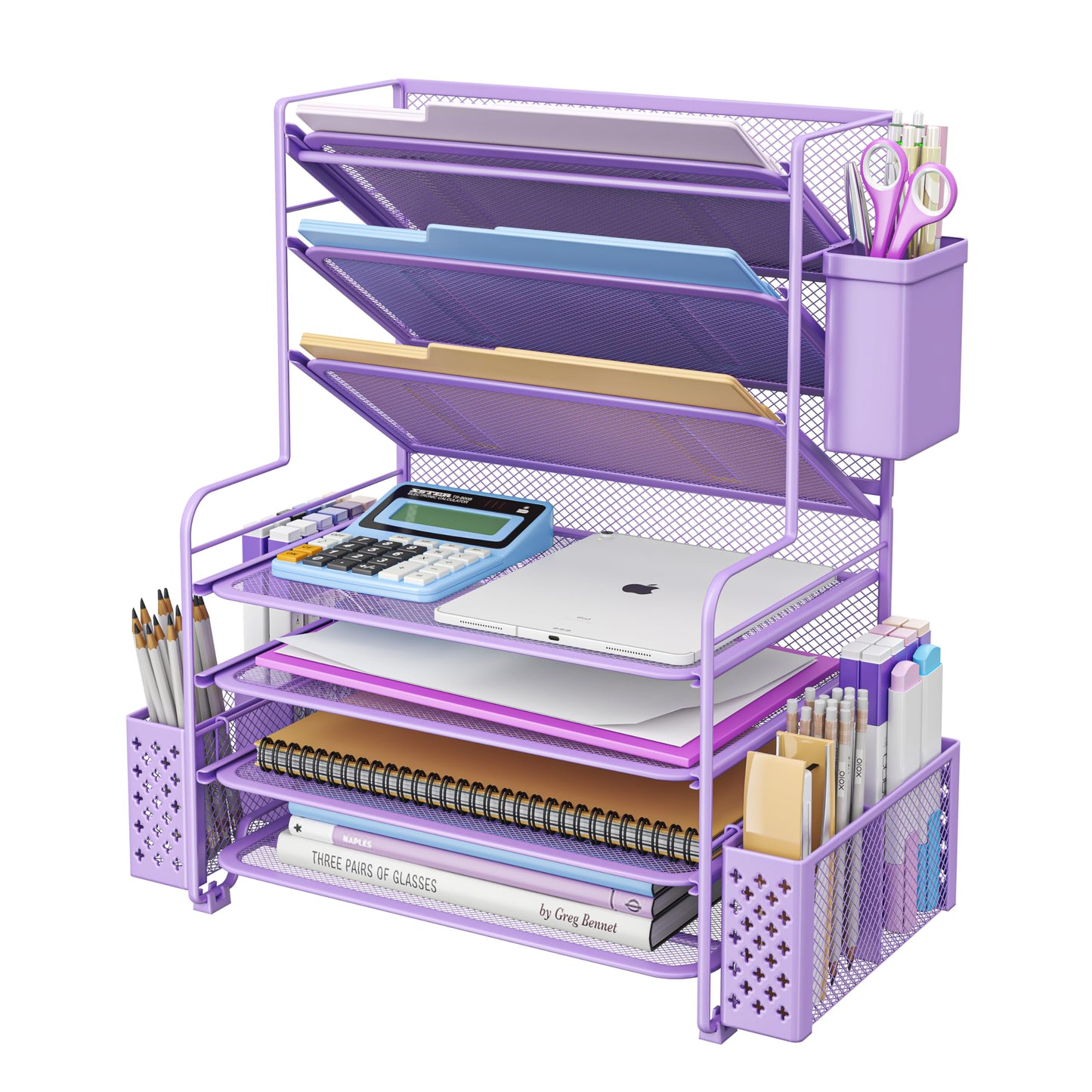 7 Tier Desk File Organizer with Paper Tray & Pen Holder