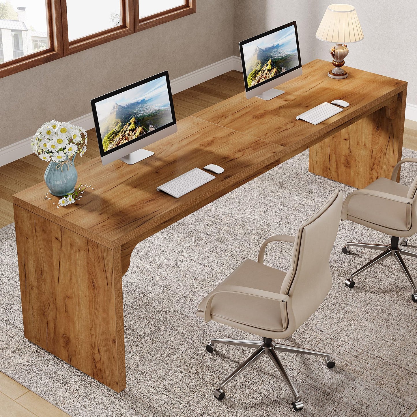 Extra Long Two-Person Office Desk for Home Workstations