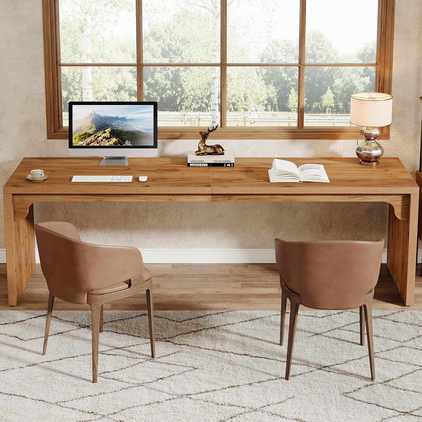 Extra Long Two-Person Office Desk for Home Workstations