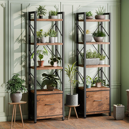Shintenchi 5 Tier Bookshelf with Drawers