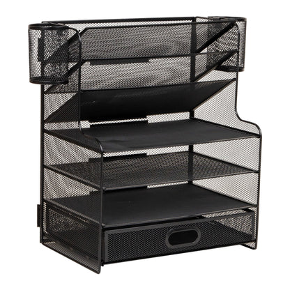 Mesh Desk Organizer with Drawer & Multi-Compartment Storage