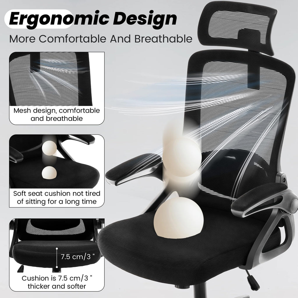 Ergonomic Office Chair with Lumbar Support & Breathable Mesh